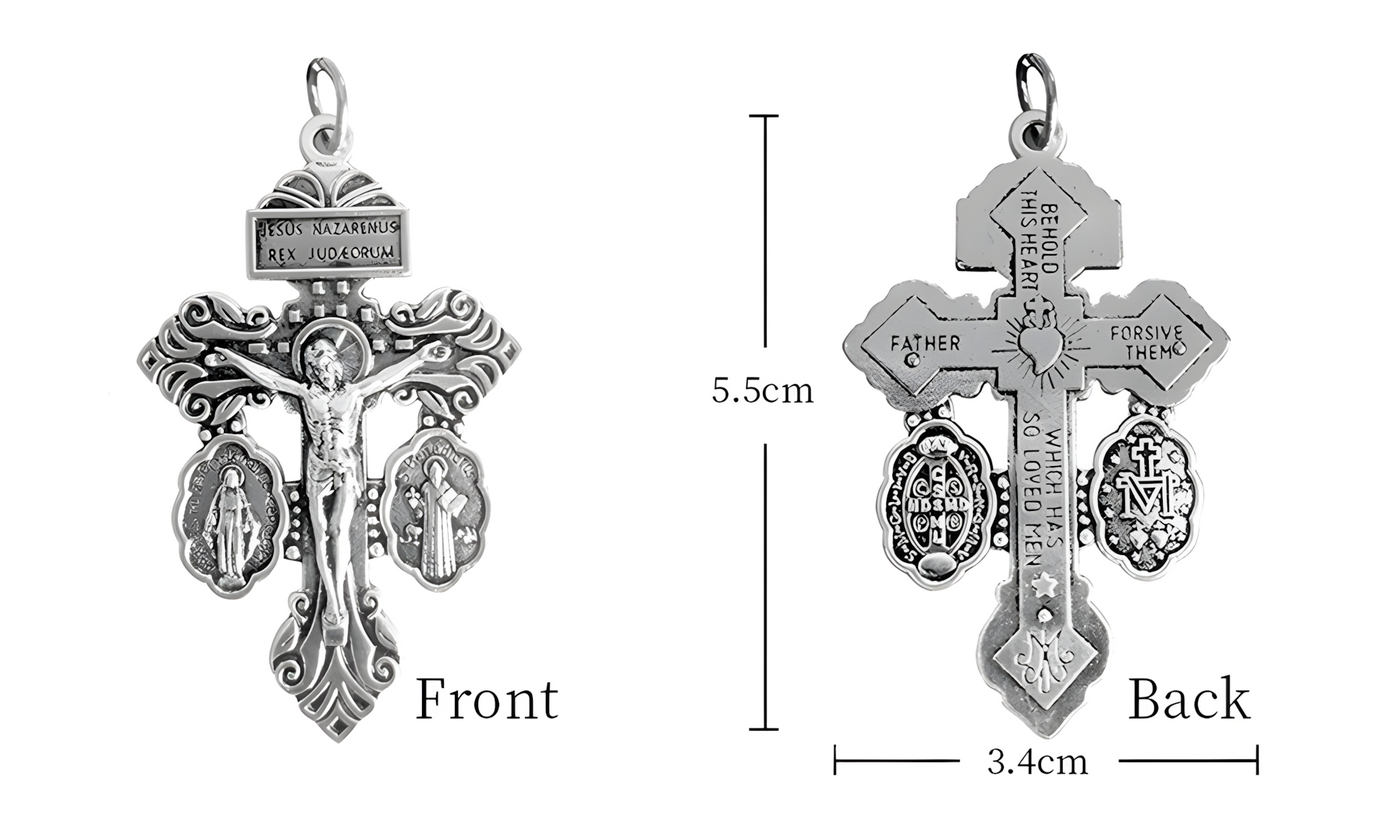 BlessingTree Wooden Catholic Rosary Necklace with Absolution Crucifix Pendant