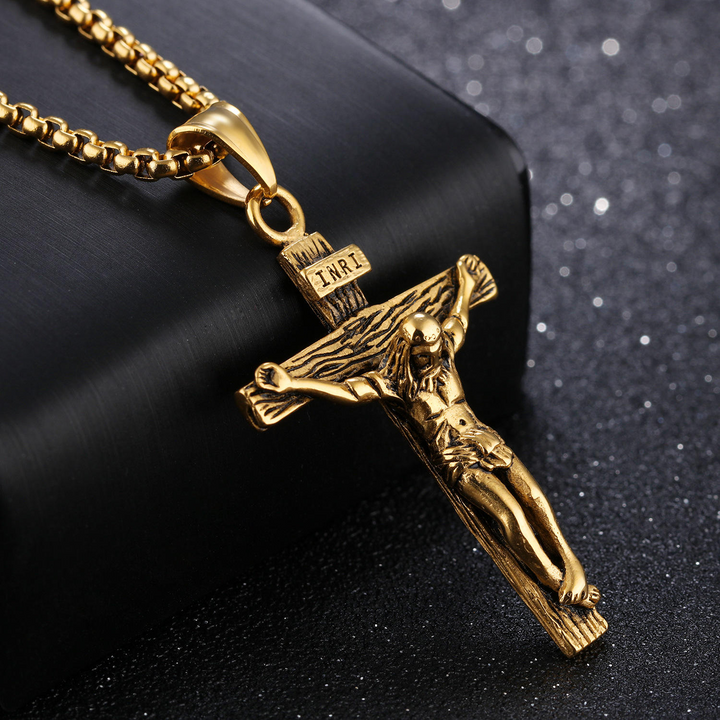 BlessingTree Stainless Steel Crucifix Necklace for Men and Women, Elegant Cross Pendant Jewelry