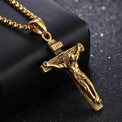 BlessingTree Stainless Steel Crucifix Necklace for Men and Women, Elegant Cross Pendant Jewelry