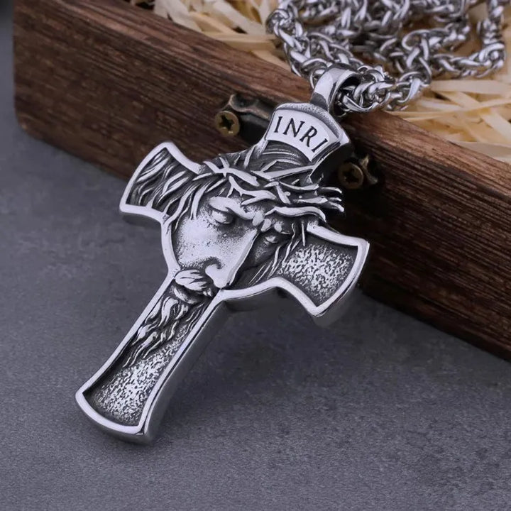 BlessingTree INRI Jesus Cross Stainless Steel Necklace