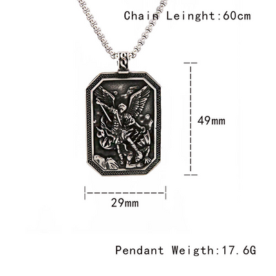 BlessingTree St. Michael Archangel Stainless Steel Pendant Necklace for Protection and Strength