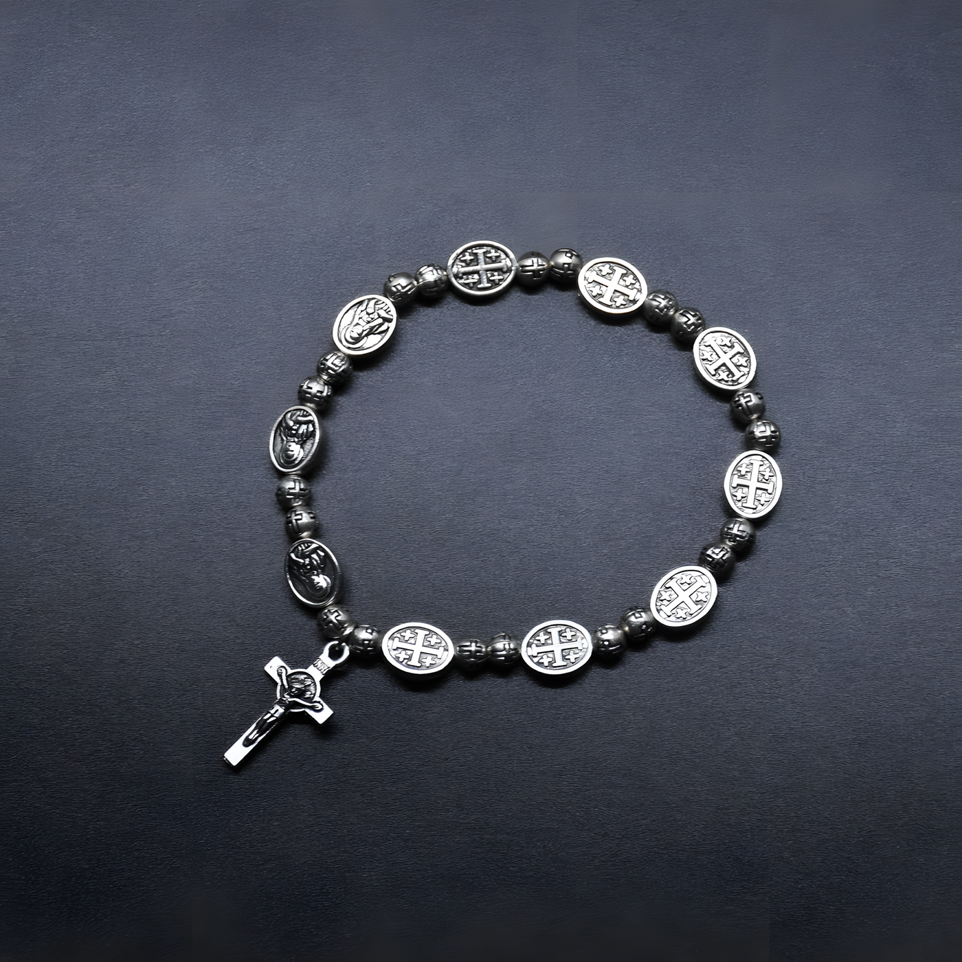 BlessingTree Stainless Alloy Cross Pocket Rosary Bracelet – Catholic Prayer Beads Jewelry Gift