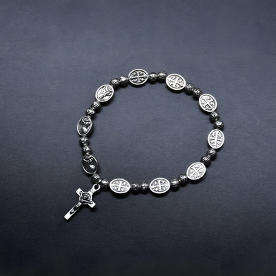 BlessingTree Stainless Alloy Cross Pocket Rosary Bracelet – Catholic Prayer Beads Jewelry Gift