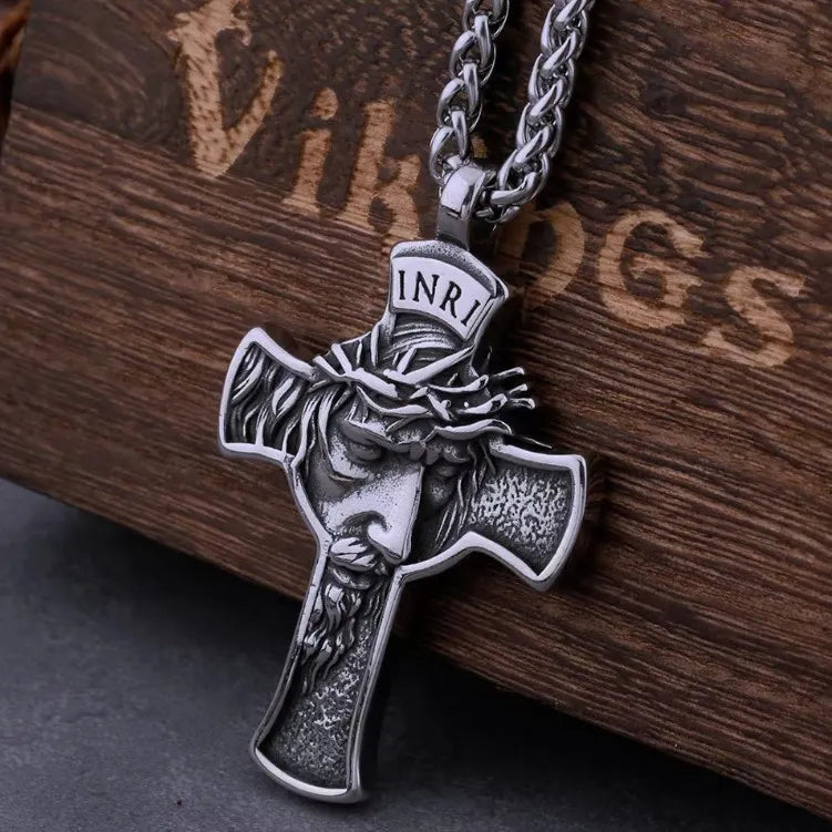 BlessingTree INRI Jesus Cross Stainless Steel Necklace