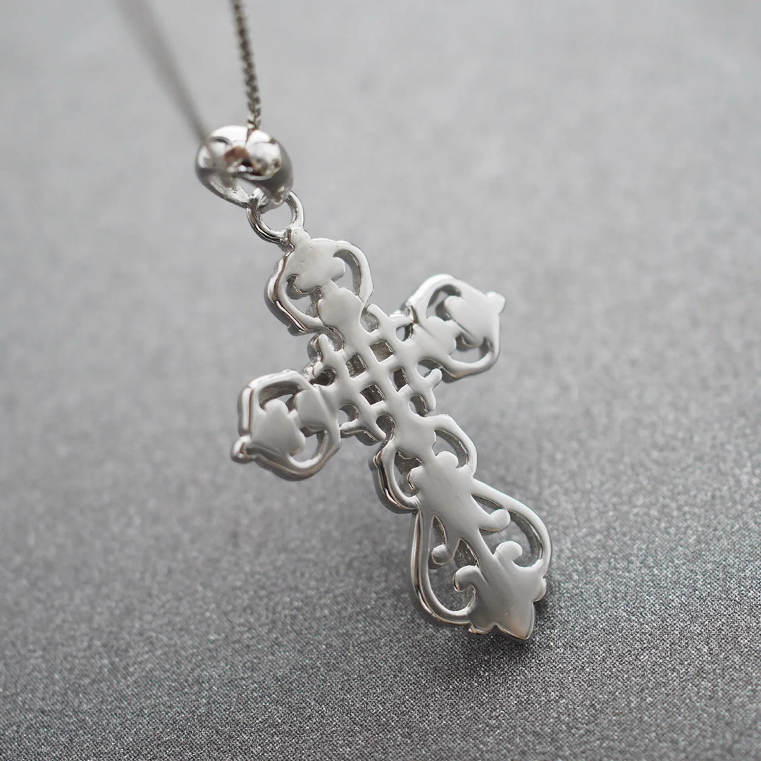 BlessingTree Vintage 925 Silver Filigree Crucifix Pendant Necklace