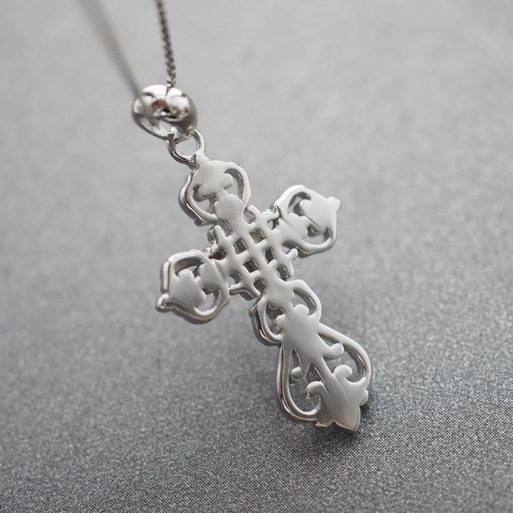 BlessingTree Vintage 925 Silver Filigree Crucifix Pendant Necklace