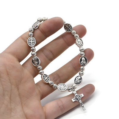 BlessingTree Stainless Alloy Cross Pocket Rosary Bracelet – Catholic Prayer Beads Jewelry Gift