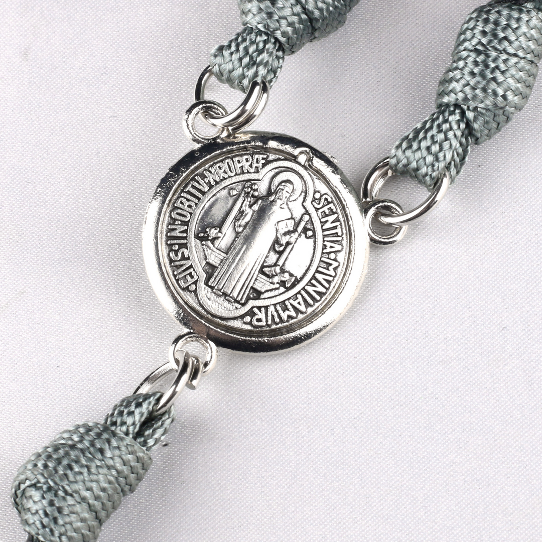BlessingTree St. Benedict Paracord Rosary for Men Catholic Prayer Beads with Metal Crucifix