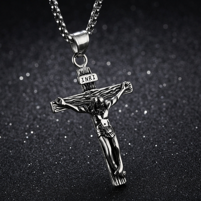 BlessingTree Stainless Steel Crucifix Necklace for Men and Women, Elegant Cross Pendant Jewelry