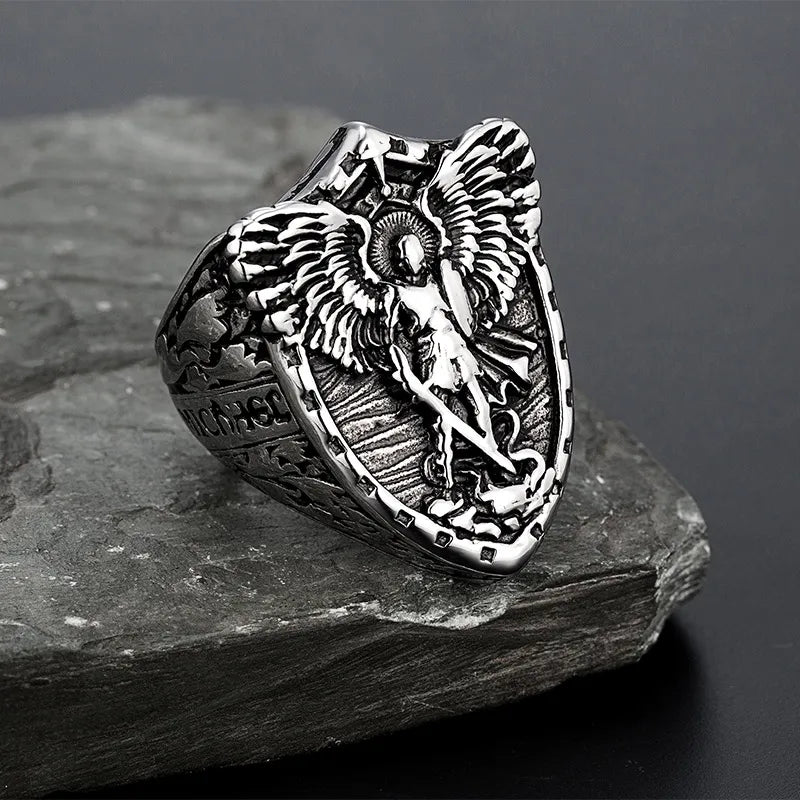 BlessingTree St. Michael Titanium Steel Ring