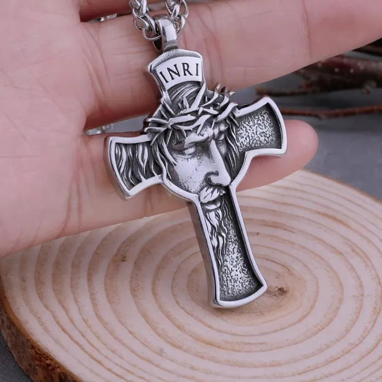 BlessingTree INRI Jesus Cross Stainless Steel Necklace