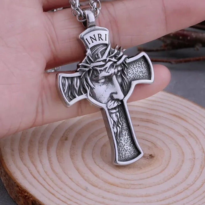 BlessingTree INRI Jesus Cross Stainless Steel Necklace