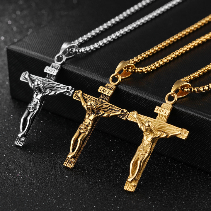 BlessingTree Stainless Steel Crucifix Necklace for Men and Women, Elegant Cross Pendant Jewelry