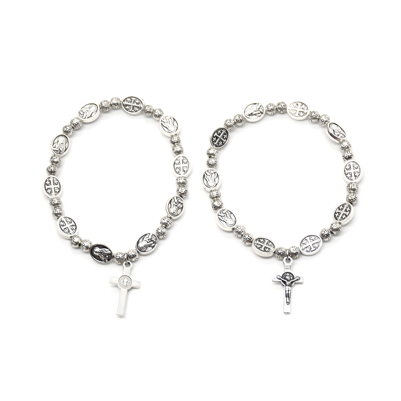 BlessingTree Stainless Alloy Cross Pocket Rosary Bracelet – Catholic Prayer Beads Jewelry Gift