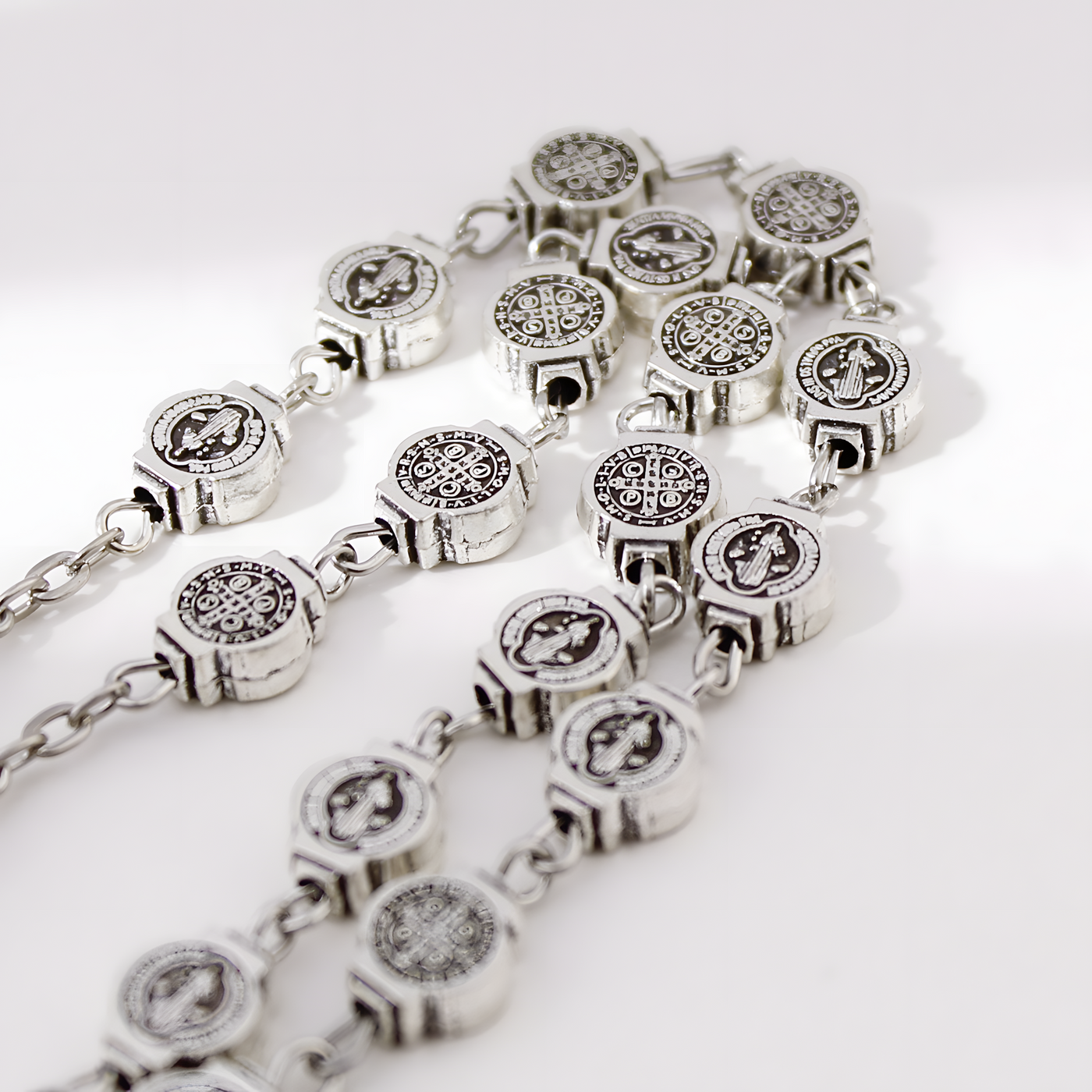 BlessingTree Saint Benedict Alloy Rosary Necklace with Crucifix