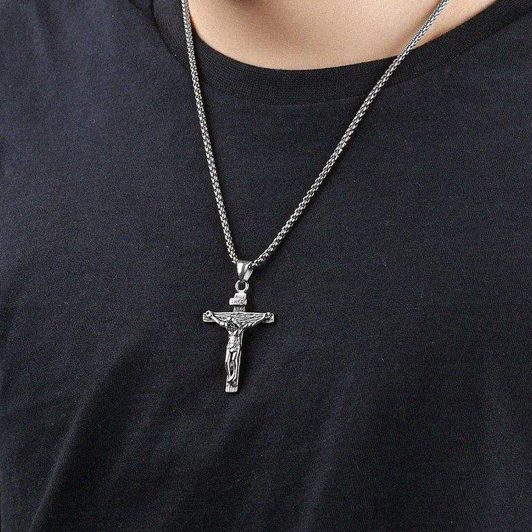 BlessingTree Stainless Steel Crucifix Necklace for Men and Women, Elegant Cross Pendant Jewelry