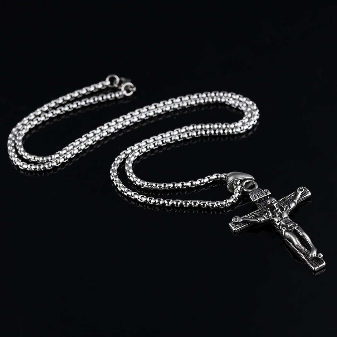 BlessingTree Stainless Steel Crucifix Necklace for Men and Women, Elegant Cross Pendant Jewelry