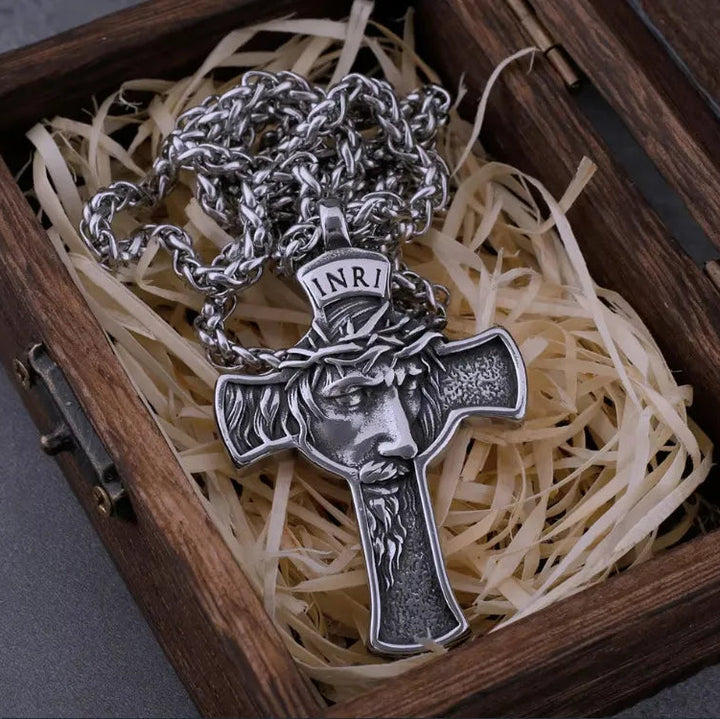 BlessingTree INRI Jesus Cross Stainless Steel Necklace