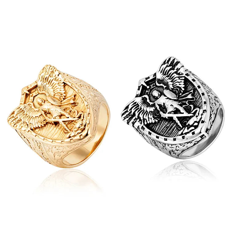 BlessingTree St. Michael Titanium Steel Ring