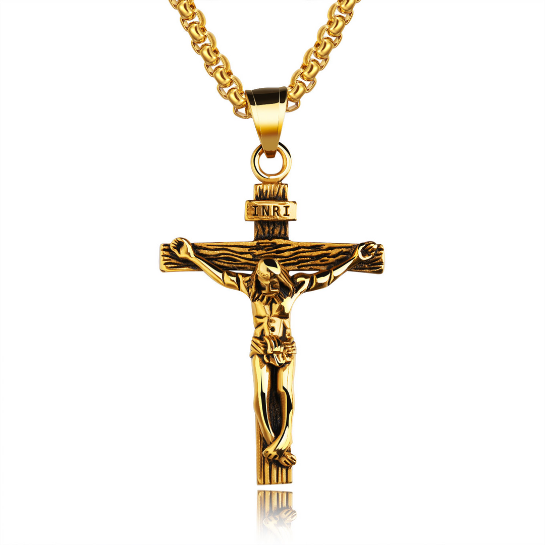BlessingTree Stainless Steel Crucifix Necklace for Men and Women, Elegant Cross Pendant Jewelry