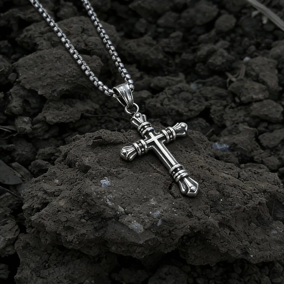 BlessingTree Stainless Steel Cross Pendant Necklace Gold Silver Black