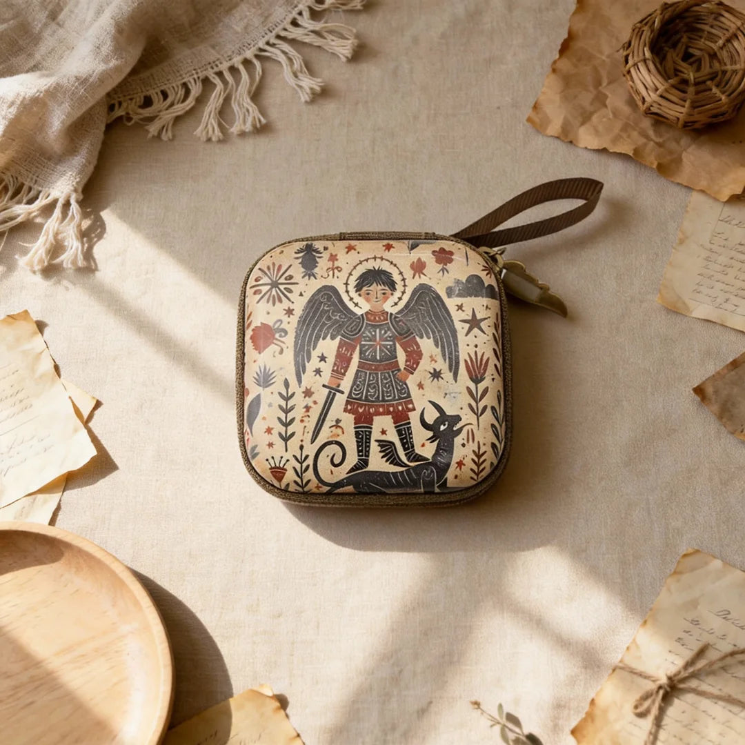 BlessingTree Square Hand-Painted Rosary Storage Case