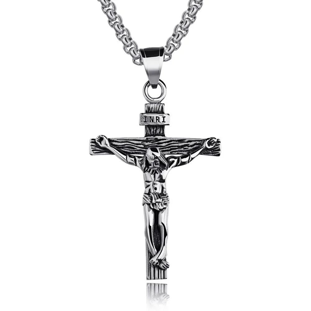 BlessingTree Stainless Steel Crucifix Necklace for Men and Women, Elegant Cross Pendant Jewelry