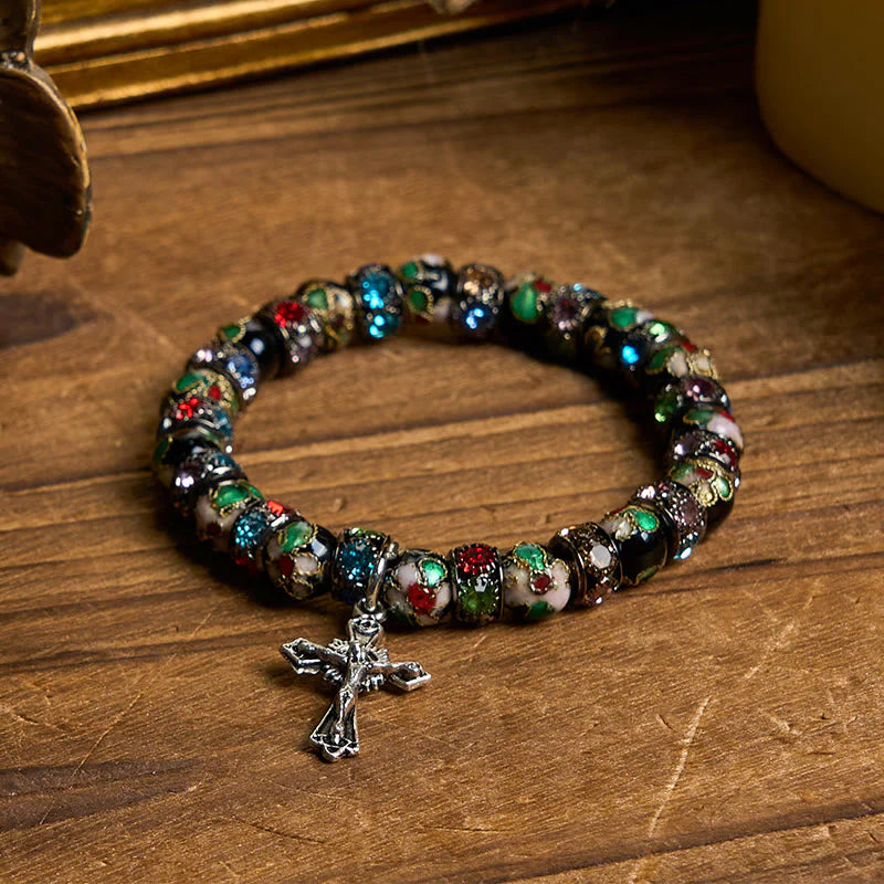 BlessingTree Cloisonné Faith Bracelet with Cross Charm