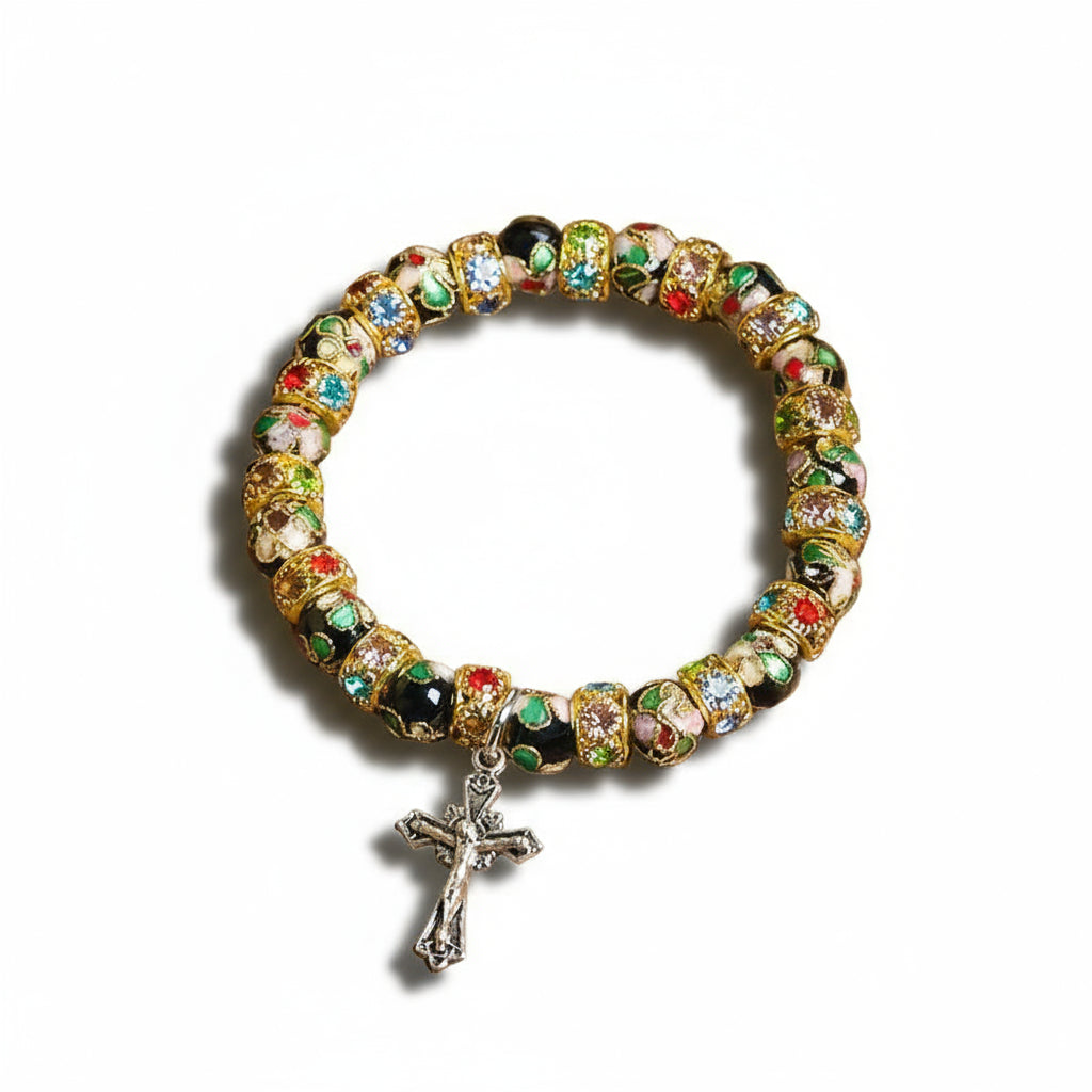 BlessingTree Cloisonné Faith Bracelet with Cross Charm
