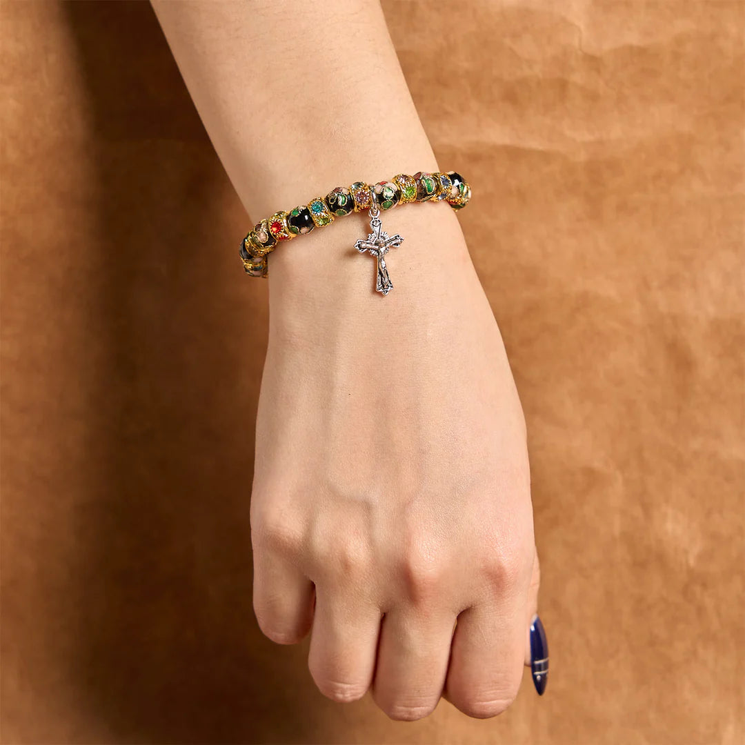 BlessingTree Cloisonné Faith Bracelet with Cross Charm