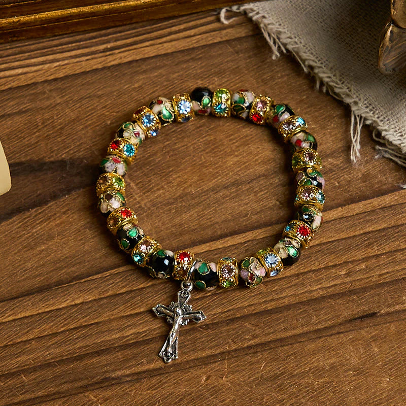 BlessingTree Cloisonné Faith Bracelet with Cross Charm