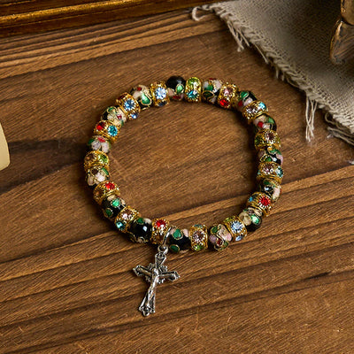 BlessingTree Cloisonné Faith Bracelet with Cross Charm