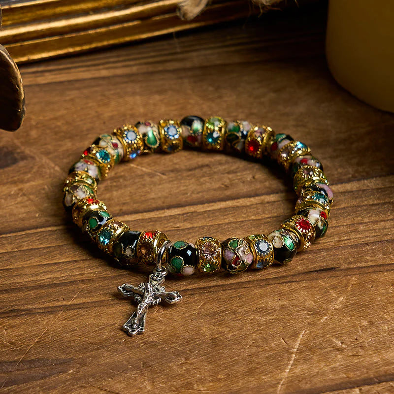 BlessingTree Cloisonné Faith Bracelet with Cross Charm