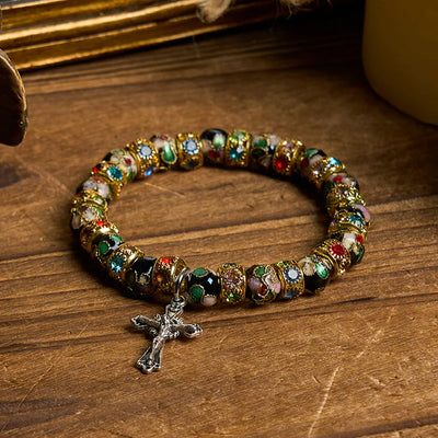 BlessingTree Cloisonné Faith Bracelet with Cross Charm