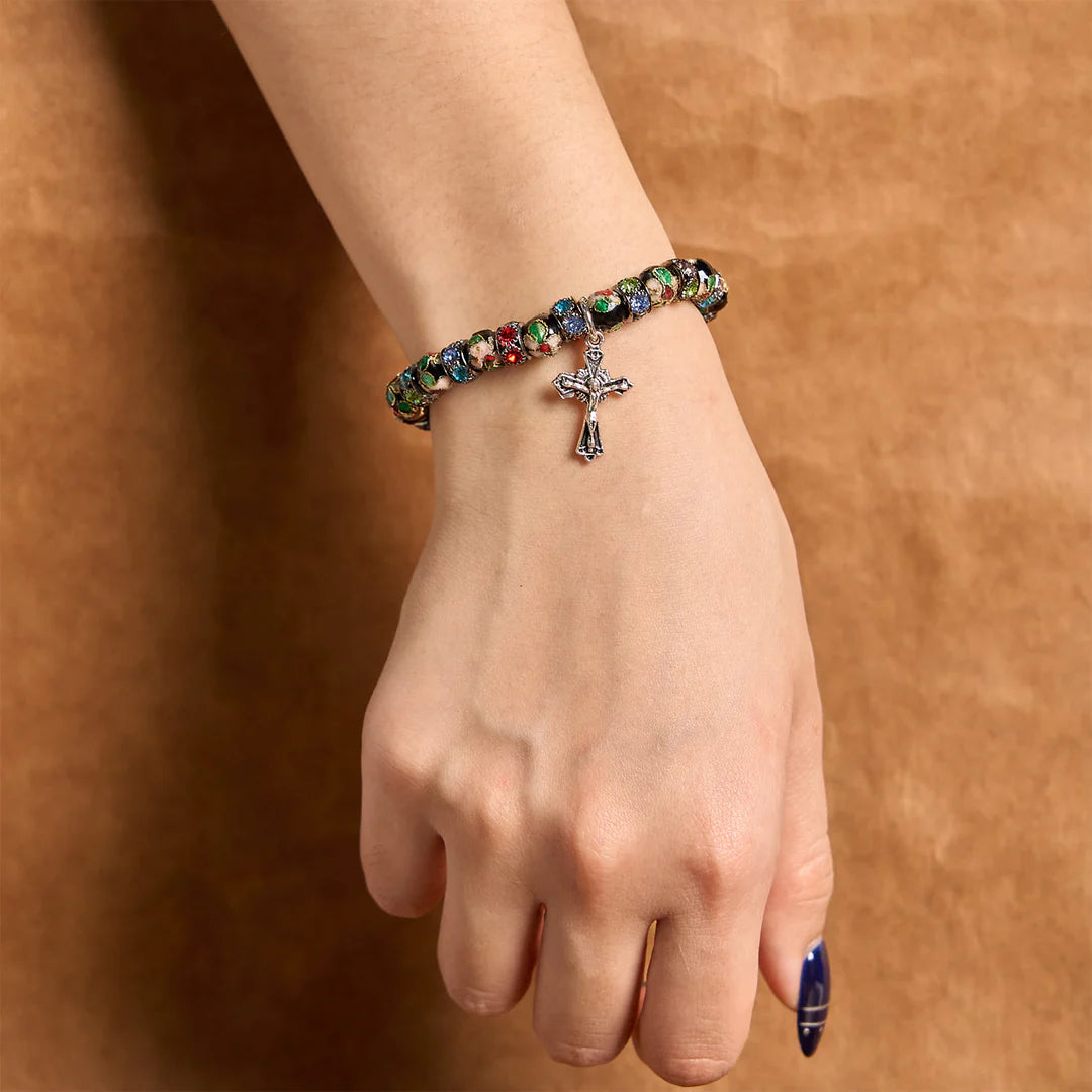 BlessingTree Cloisonné Faith Bracelet with Cross Charm