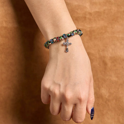 BlessingTree Cloisonné Faith Bracelet with Cross Charm