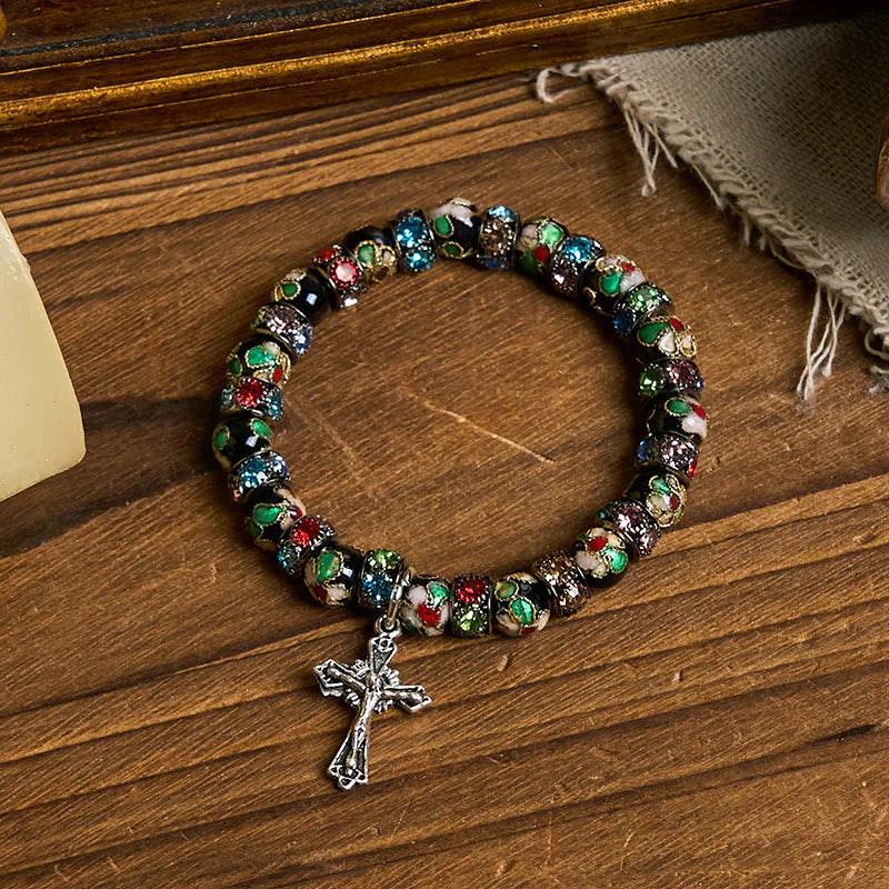 BlessingTree Cloisonné Faith Bracelet with Cross Charm