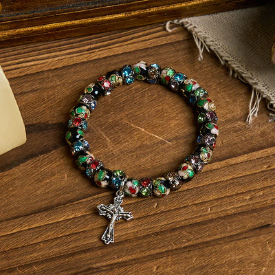 BlessingTree Cloisonné Faith Bracelet with Cross Charm