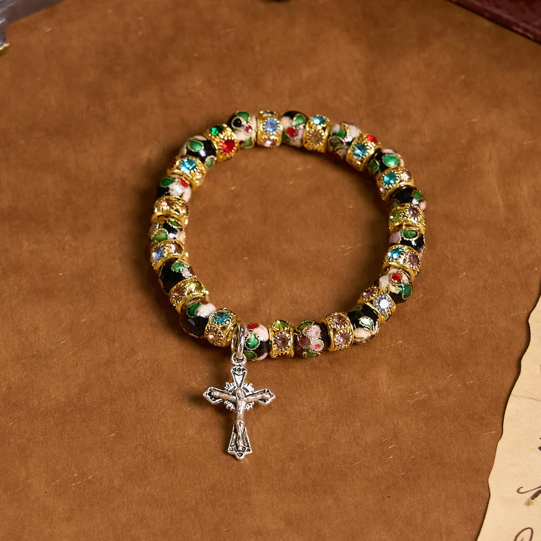 BlessingTree Cloisonné Faith Bracelet with Cross Charm
