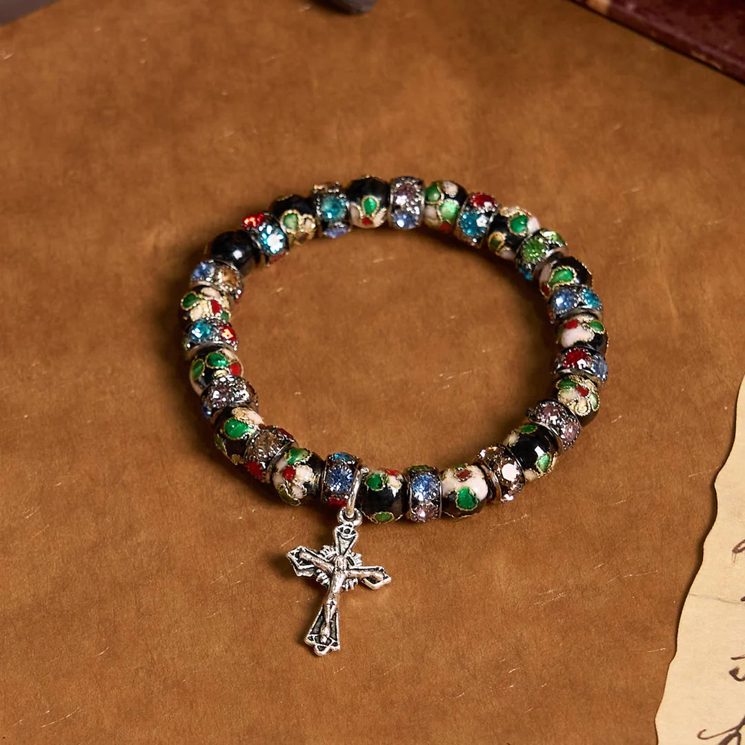 BlessingTree Cloisonné Faith Bracelet with Cross Charm