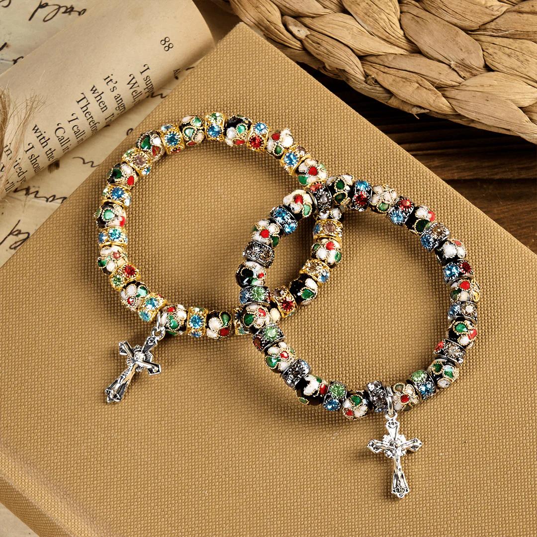 BlessingTree Cloisonné Faith Bracelet with Cross Charm