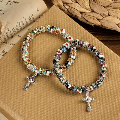 BlessingTree Cloisonné Faith Bracelet with Cross Charm