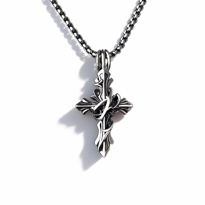 BlessingTree Vintage Thorn Cross Pendant Necklace