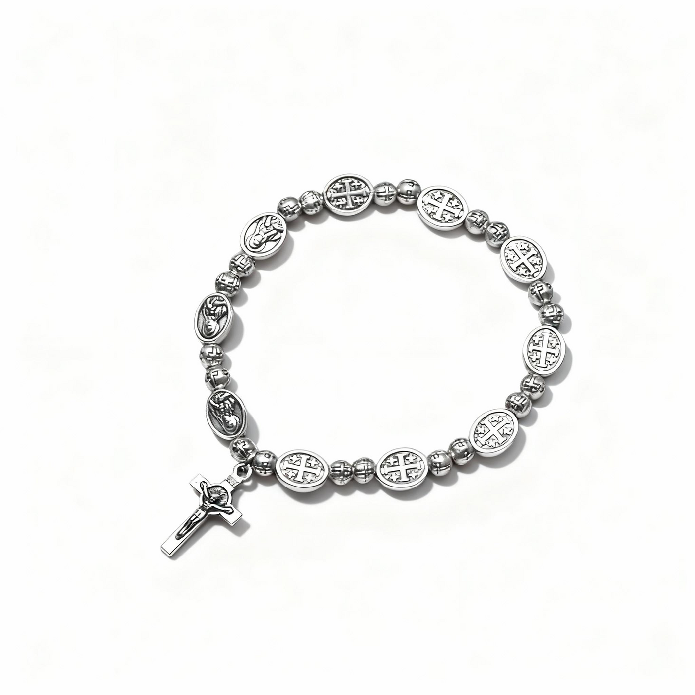BlessingTree Stainless Alloy Cross Pocket Rosary Bracelet – Catholic Prayer Beads Jewelry Gift