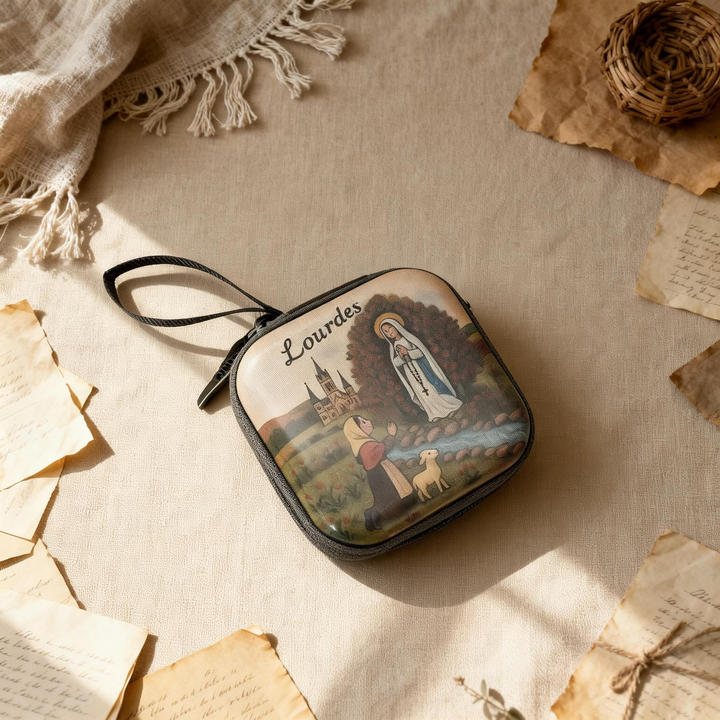 BlessingTree Square Hand-Painted Rosary Storage Case