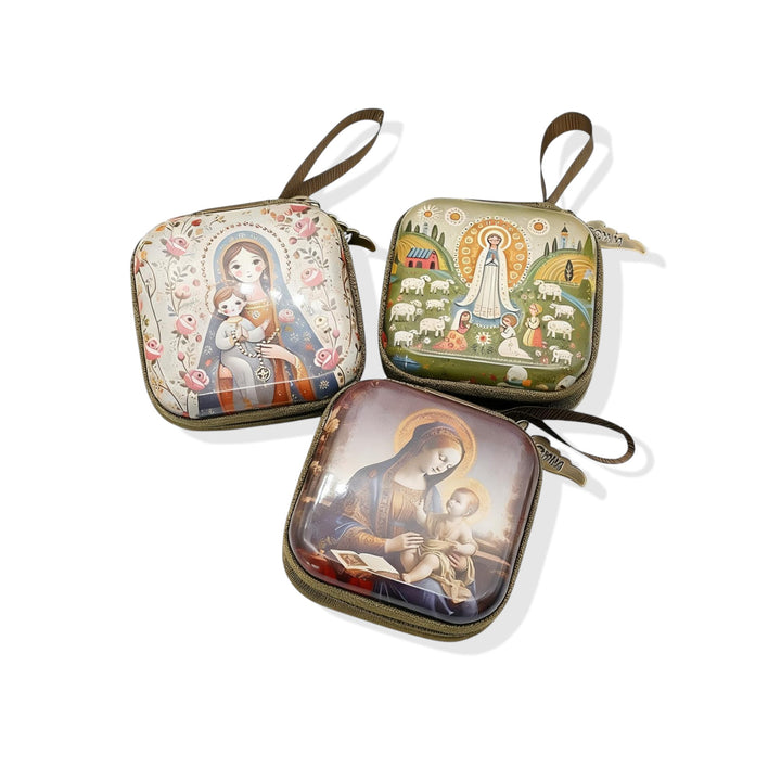 BlessingTree Square Hand-Painted Rosary Storage Case