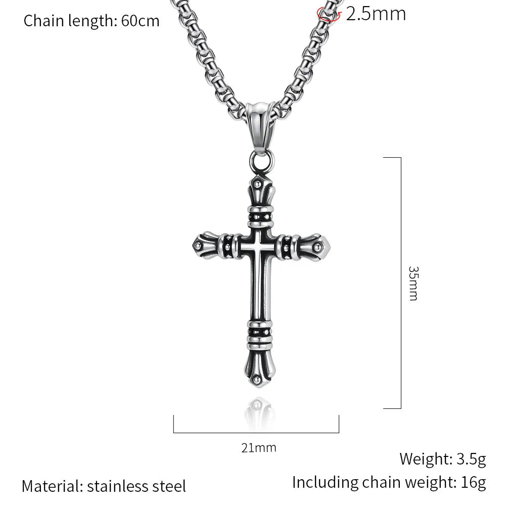 BlessingTree Stainless Steel Cross Pendant Necklace Gold Silver Black