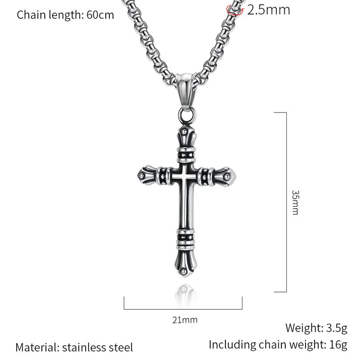 BlessingTree Stainless Steel Cross Pendant Necklace Gold Silver Black