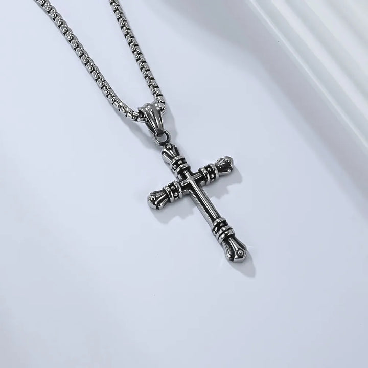 BlessingTree Stainless Steel Cross Pendant Necklace Gold Silver Black
