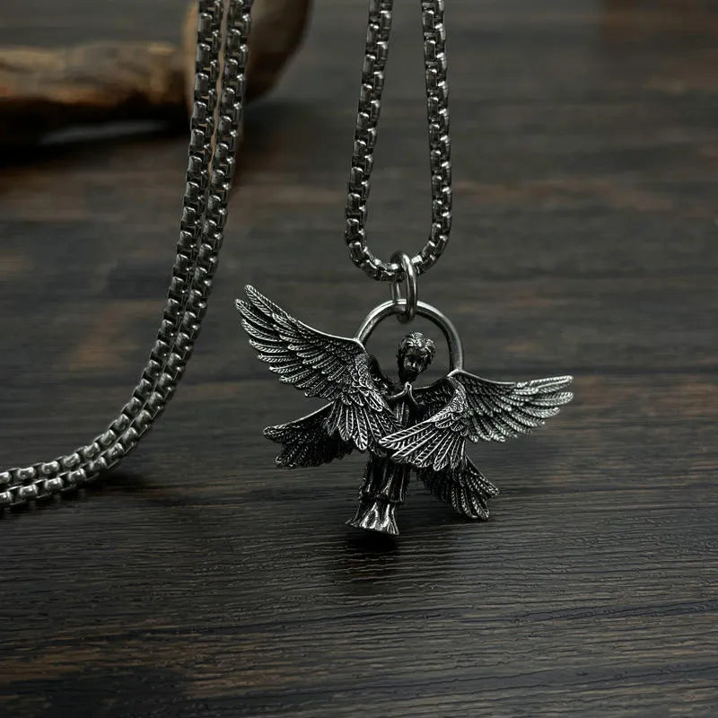 BlessingTree Guardian Angel Wing Pendant Necklace Religious Angel Necklace for Catholic & Christian Faith